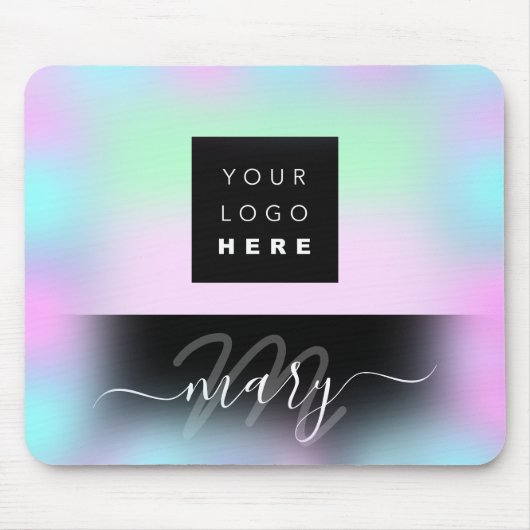 Monogramm Holograph Pink BLUE Mousepad (Vorne)
