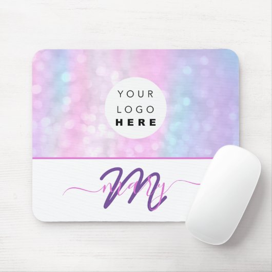Monogramm Holograph Unicorn Pink mit dem Namen des Mousepad (Mit Mouse)