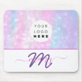 Monogramm Holograph Unicorn Pink mit dem Namen des Mousepad (Vorne)