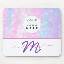 Monogramm Holograph Unicorn Pink mit dem Namen des Mousepad