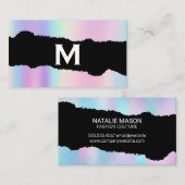 Monogramm | Holographische Breite | Torneffekt Visitenkarte (Vorne/Hinten)