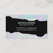 Monogramm | Holographische Breite | Torneffekt Visitenkarte (Rückseite)