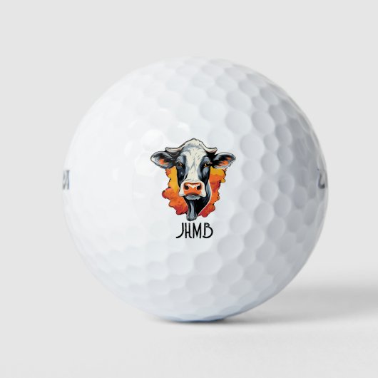 Monogramm Holstein-Kuh Rindfleisch Tier Golfball (Vorderseite)