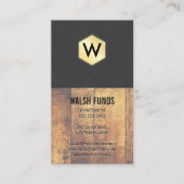 Monogramm | Holz | Leinen | Gold Visitenkarte (Vorderseite)