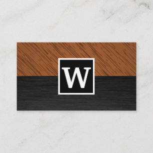 Monogramm   Holz - Metallgewebe Visitenkarte