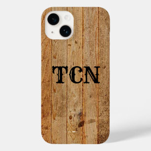 Monogramm Holz Rustikal Landhausstil Braun Schwarz Case-Mate iPhone 14 Hülle