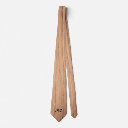 Monogramm-Holz-Schal hell Krawatte (Vorderseite)
