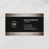 Monogramm-hölzerne Designer-Schwarz-Visitenkarte Visitenkarte (Rückseite)