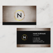 Monogramm-hölzerne Designer-Schwarz-Visitenkarte Visitenkarte (Vorne/Hinten)