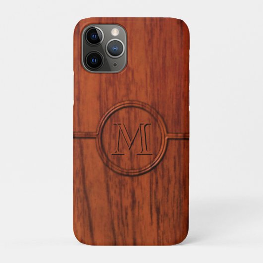 Monogramm-hölzerner Mahagonidruck Case-Mate iPhone Hülle (Rückseite)