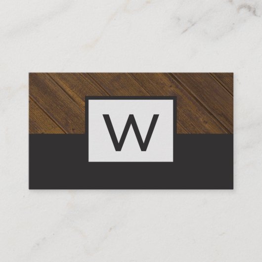 Monogramm Holzfarbblock Visitenkarte (Vorderseite)