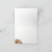 Monogramm Holzherzen mit rosa und weißen Rosen Dankeskarte (Innenseite)