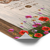 Monogramm Holzherzen mit Wildblumen Poster (Ecke)