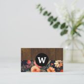 Monogramm | Holzkörner | Blumenmuster Visitenkarte (Stehend Vorderseite)