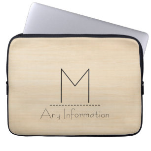 Monogramm Holzkörner Laptopschutzhülle