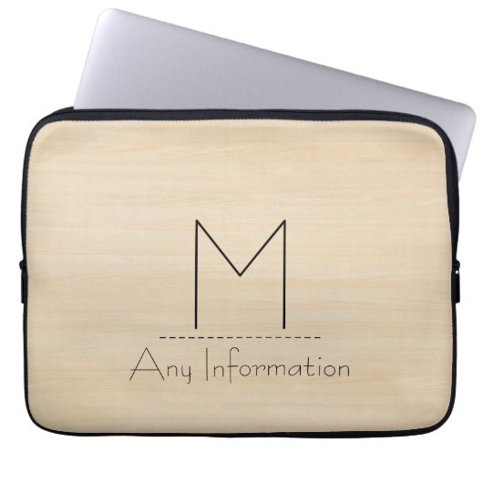 Monogramm Holzkörner Laptopschutzhülle (Vorderseite)