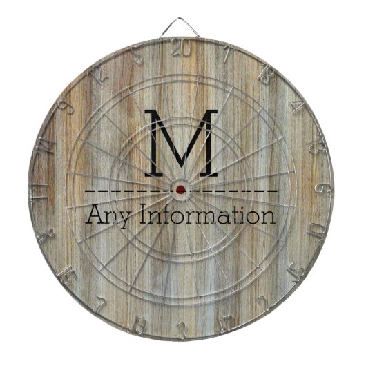 Monogramm Holzkörner-Textur #2 Dartscheibe (vorne)