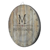 Monogramm Holzkörner-Textur #2 Dartscheibe (Vorderseite rechts)