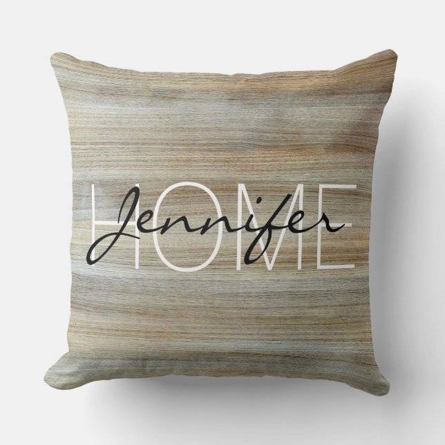 Monogramm Holzkörner-Textur #2 Kissen (Vorderseite)