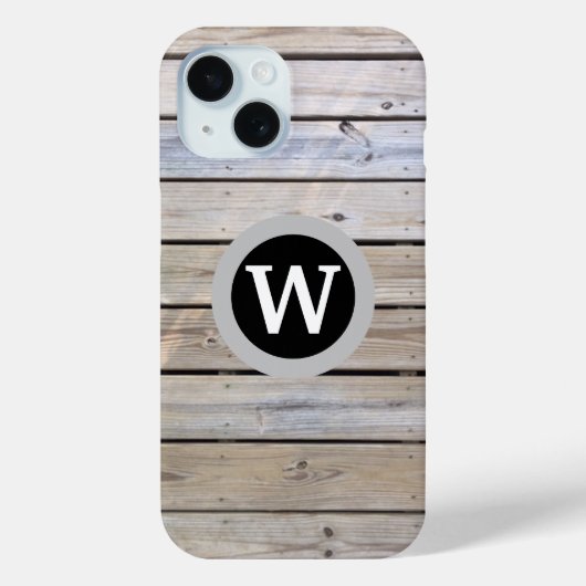 Monogramm-Holzplanken hell Case-Mate iPhone Hülle (Rückseite)