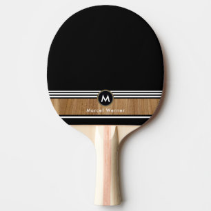 Monogramm Holzstreifen Schwarz Tischtennis Schläger