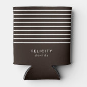 Monogramm horizontale Streifen braun und weiß Dosenkühler (Vorderseite)