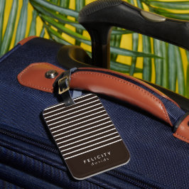 Monogramm horizontale Streifen braun und weiß Gepäckanhänger