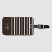 Monogramm horizontale Streifen braun und weiß Gepäckanhänger (Vorderseite (Horizontal))
