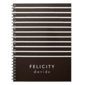 Monogramm horizontale Streifen braun und weiß Notizblock (Vorderseite)