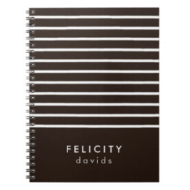 Monogramm horizontale Streifen braun und weiß Notizblock