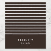 Monogramm horizontale Streifen braun und weiß Weinetikett (Einzelnes Label)