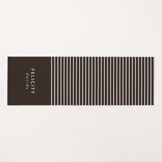 Monogramm horizontale Streifen braun und weiß Yogamatte (Vorderseite (Horizontal))