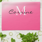 Monogramm Hot Pink Drilling Glitzer Metallic Waffe Geschirrtuch (Gefaltet)