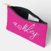 Monogramm Hot-Pink-Kosmetik/Accessoires Makeup-Beu Zubehörtasche (Offen)