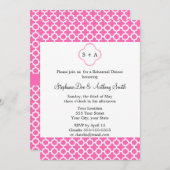 Monogramm Hot Pink Quatrefolie Probe Abendessen Einladung (Vorne/Hinten)