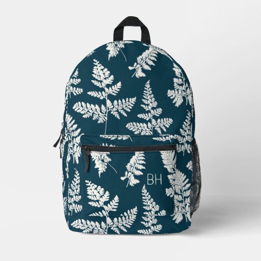 Monogramm hübsch-Blau-Weiß-Muster Bedruckter Rucksack (Vorderseite)