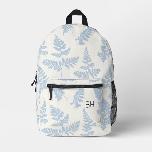 Monogramm hübsch-Blau-Weiß-Muster Bedruckter Rucksack (Vorderseite)