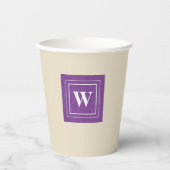 Monogramm, Hübsch, Lila Denim Print, 8 oz, Paper C Pappbecher (Vorderseite)