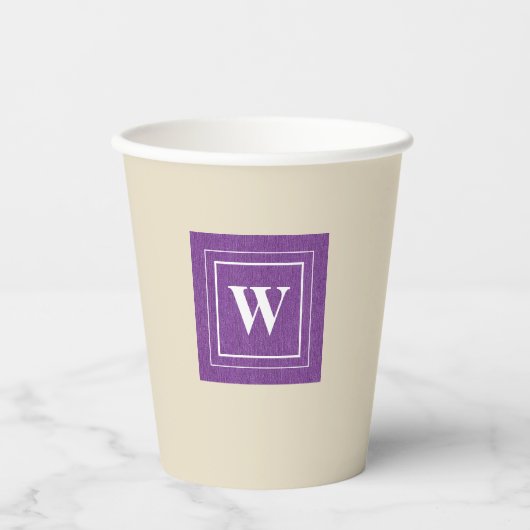 Monogramm, Hübsch, Lila Denim Print, 8 oz, Paper C Pappbecher (Vorderseite)