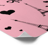 Monogramm hübsch-Rosa-Eiffelturm Poster (Ecke)