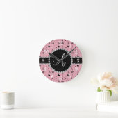 Monogramm hübsch-Rosa-Eiffelturm Runde Wanduhr (Zuhause)