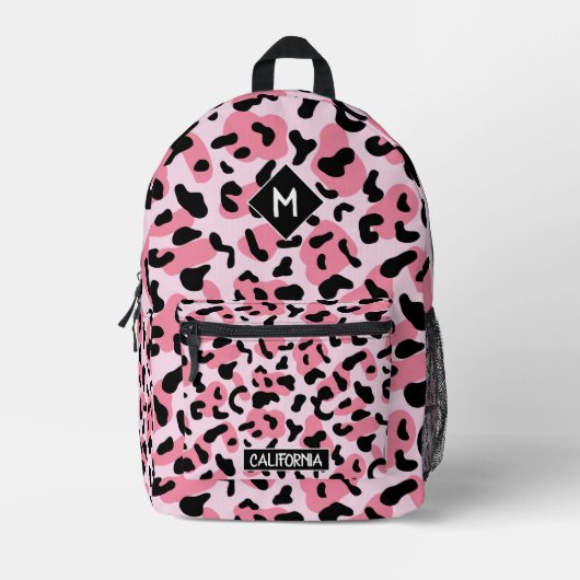 Monogramm hübsch und süße Tier Muster Rosa Bedruckter Rucksack (Vorderseite)