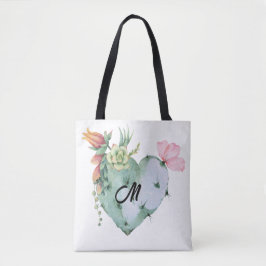 Monogramm Hübsche Aquarellfarben Blume Grün Tasche