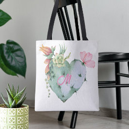 Monogramm Hübsche Aquarellfarben Blume Grün Tasche