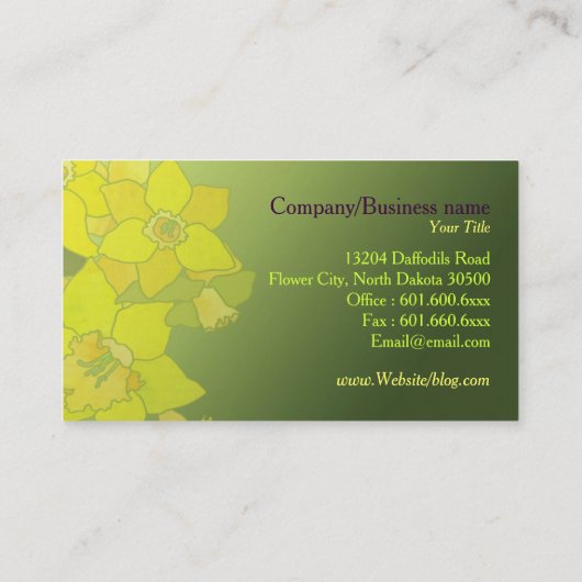 Monogramm hübsche Daffodien Visitenkarte (Rückseite)