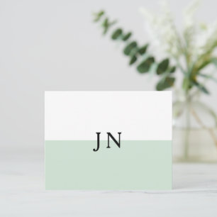Monogramm hübsche grüne Pastell-Weiß-Farbbblock Mitteilungskarte