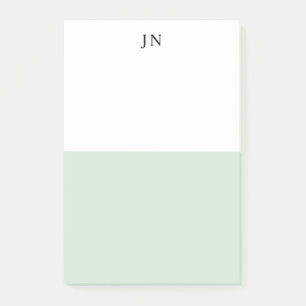 Monogramm hübsche grüne Pastell-Weiß-Farbbblock Post-it Klebezettel