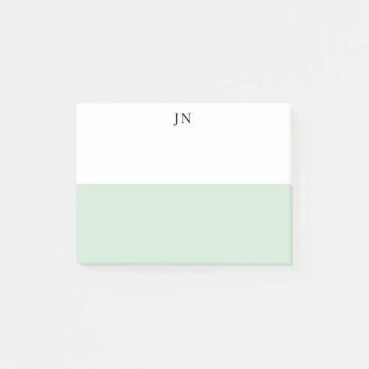 Monogramm hübsche grüne Pastell-Weiß-Farbbblock Post-it Klebezettel (Vorderseite)