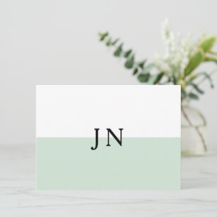 Monogramm hübsche grüne Pastell-Weiß-Farbblock Mitteilungskarte
