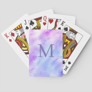 Monogramm hübsche lila abstrakte Aquarellgestaltun Spielkarten